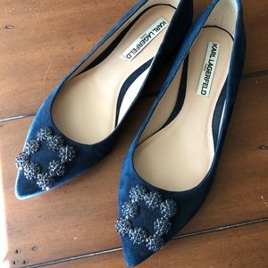 Karl Lagerfield blue suede flats!